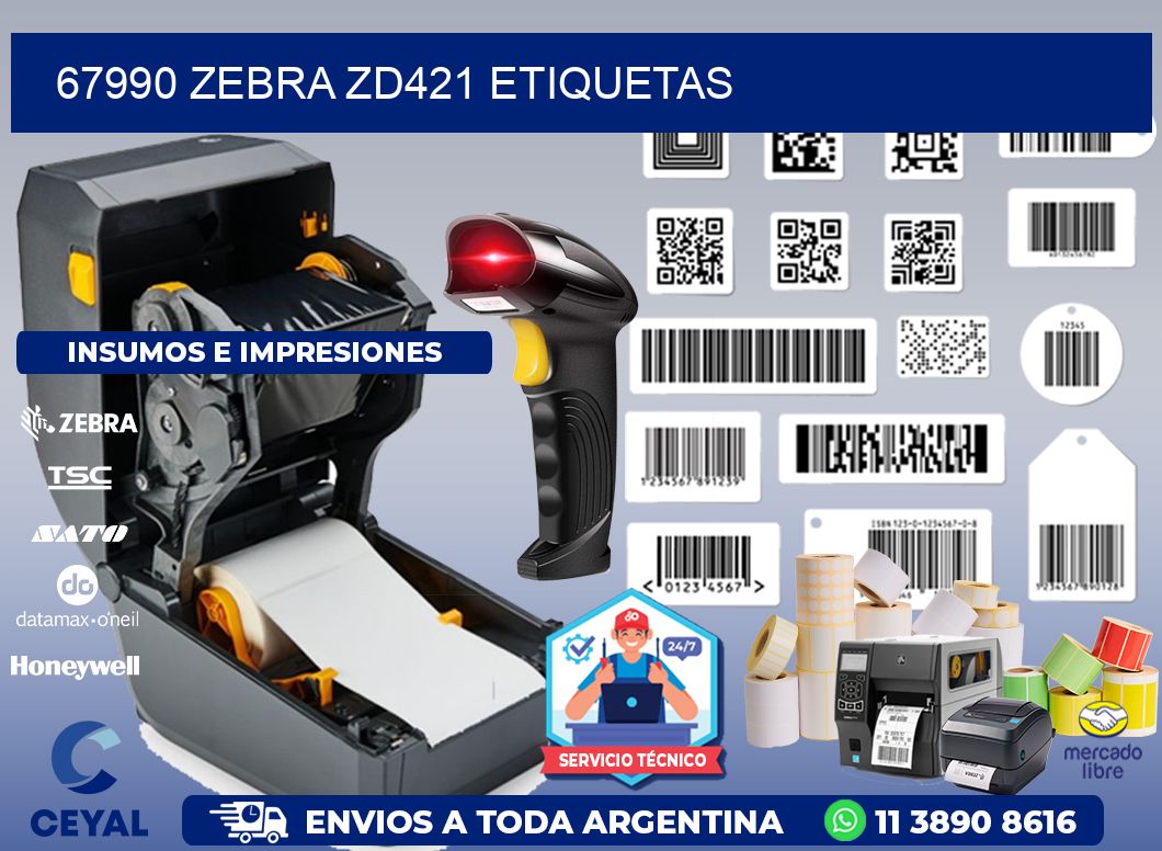 67990 Zebra ZD421 etiquetas