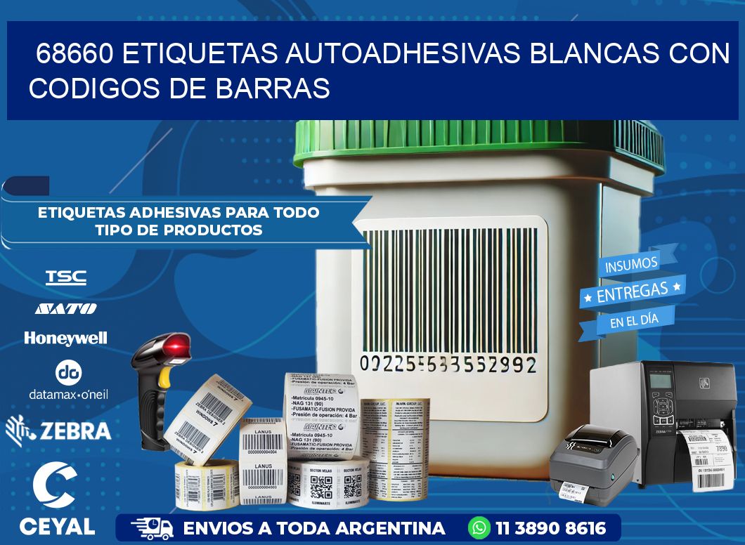 68660 etiquetas autoadhesivas blancas con codigos de barras