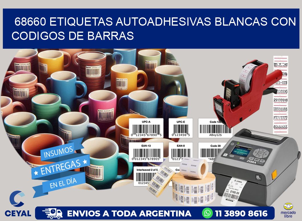 68660 etiquetas autoadhesivas blancas con codigos de barras