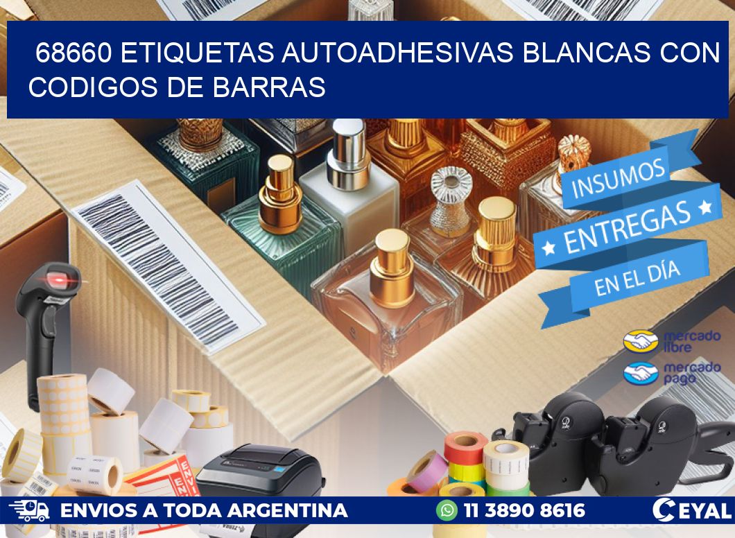 68660 etiquetas autoadhesivas blancas con codigos de barras