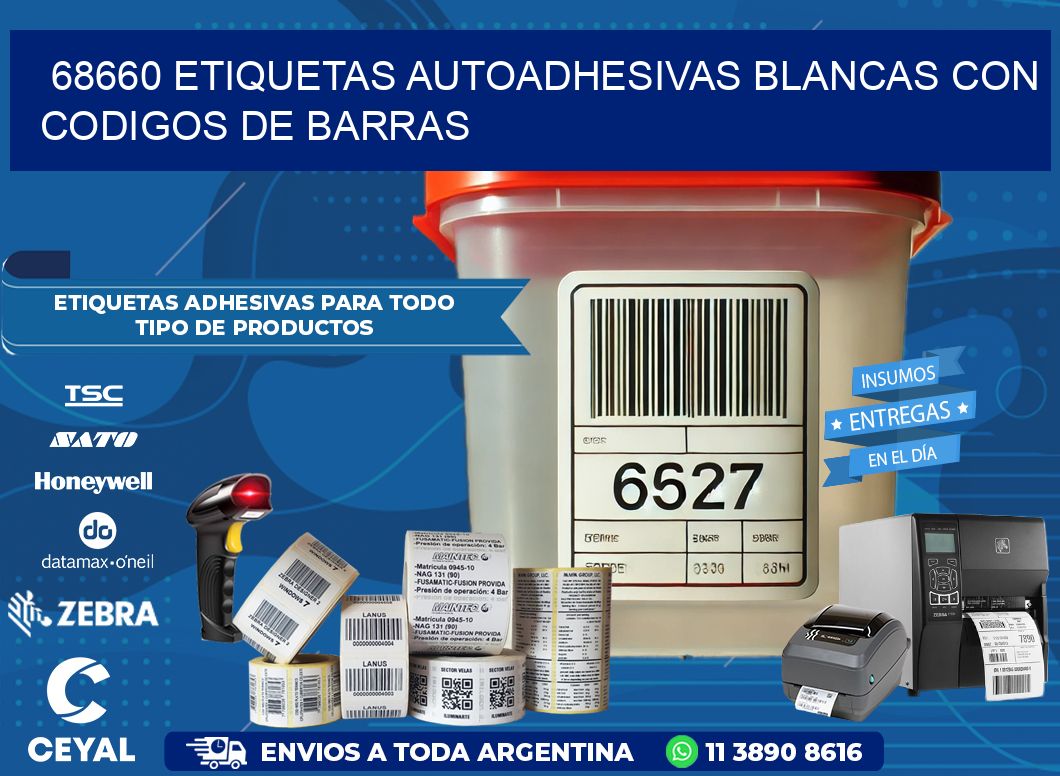 68660 etiquetas autoadhesivas blancas con codigos de barras