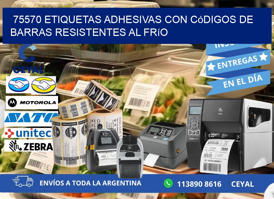 75570 Etiquetas adhesivas con códigos de barras resistentes al frío