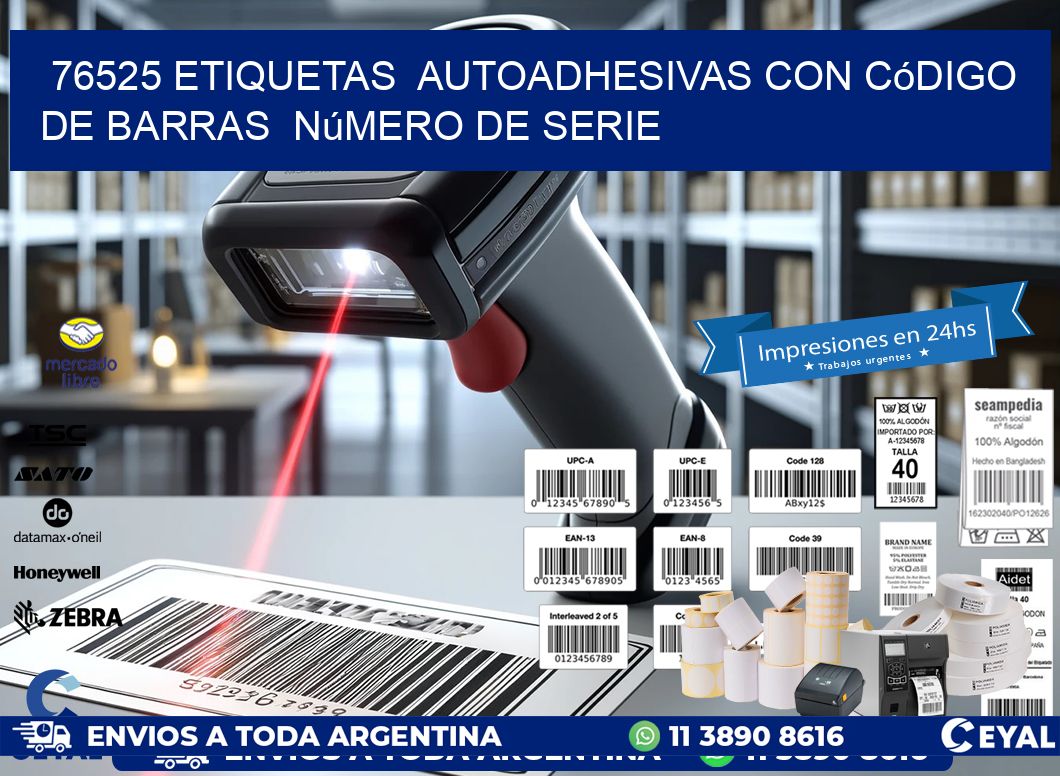 76525 etiquetas autoadhesivas con código de barras número de serie