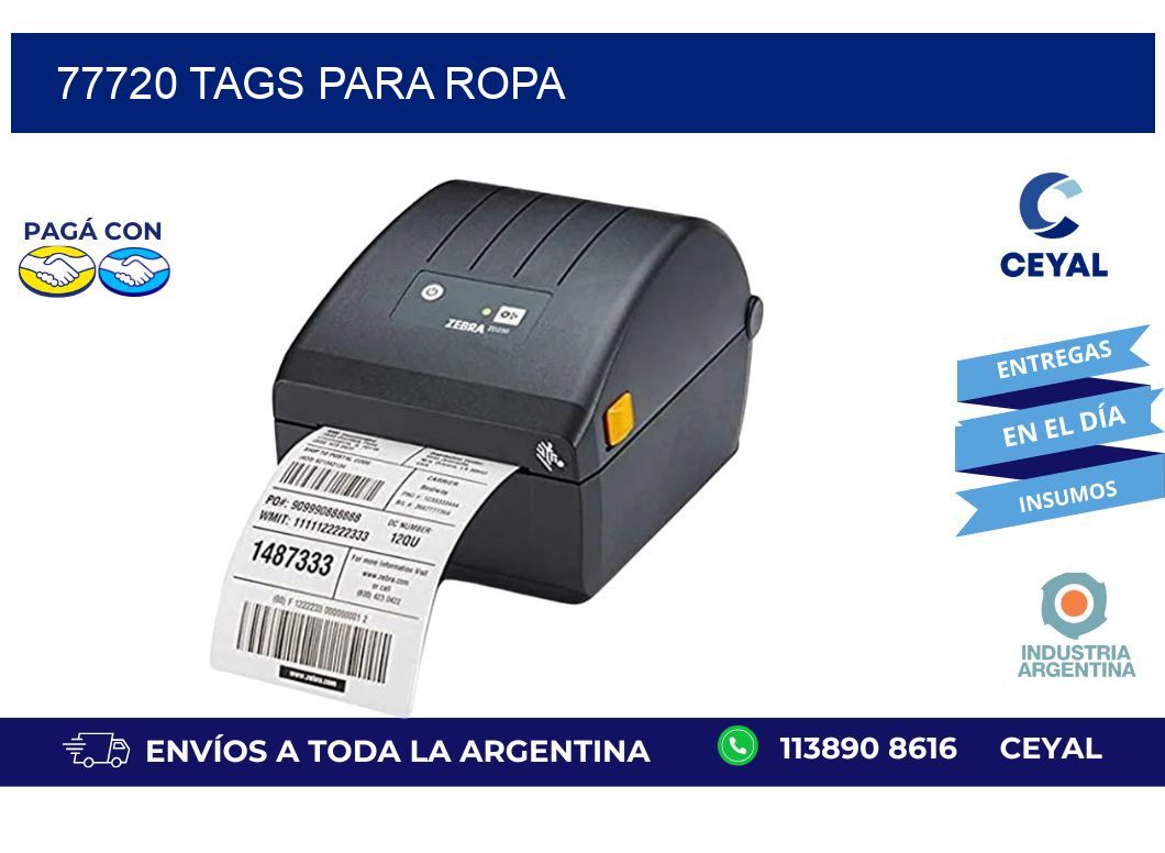 77720 Tags para ropa