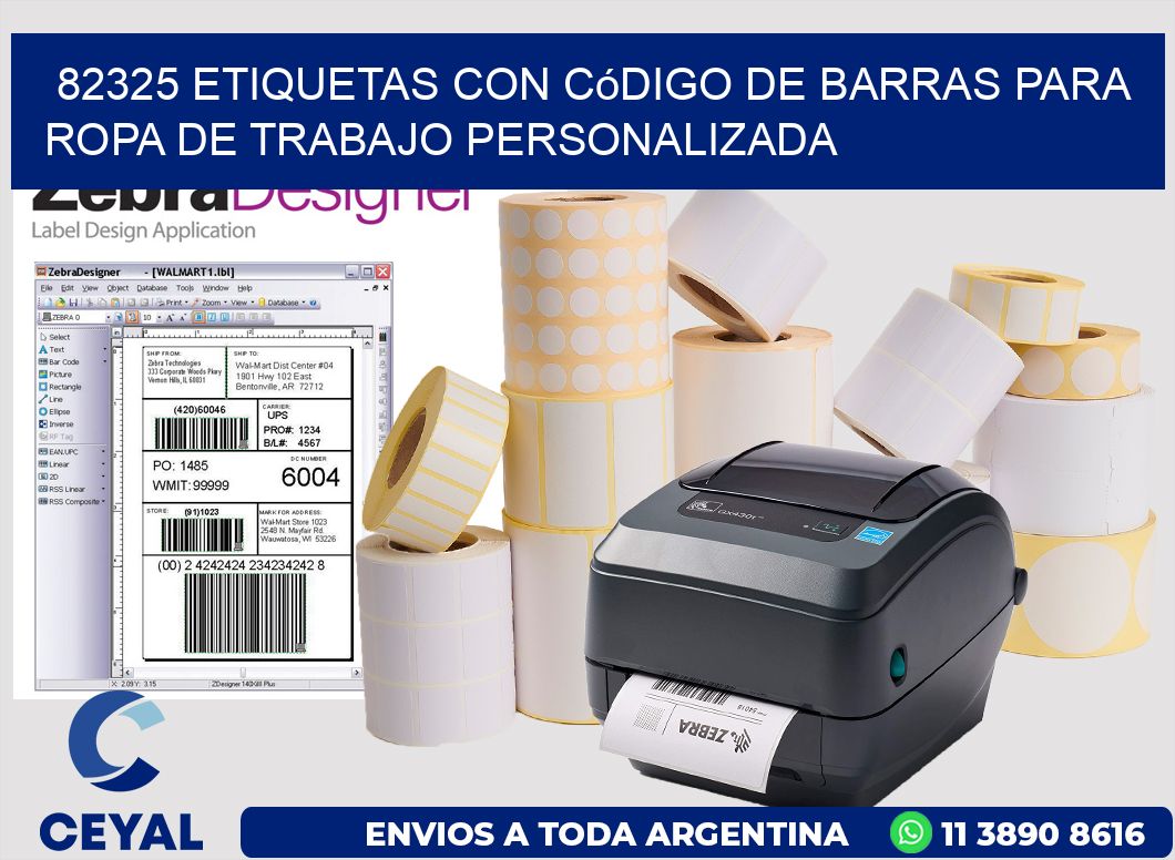 82325 Etiquetas con código de barras para ropa de trabajo personalizada