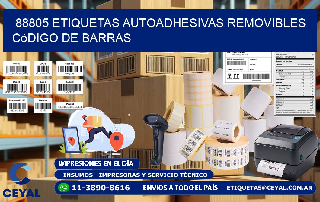 88805 etiquetas autoadhesivas removibles código de barras