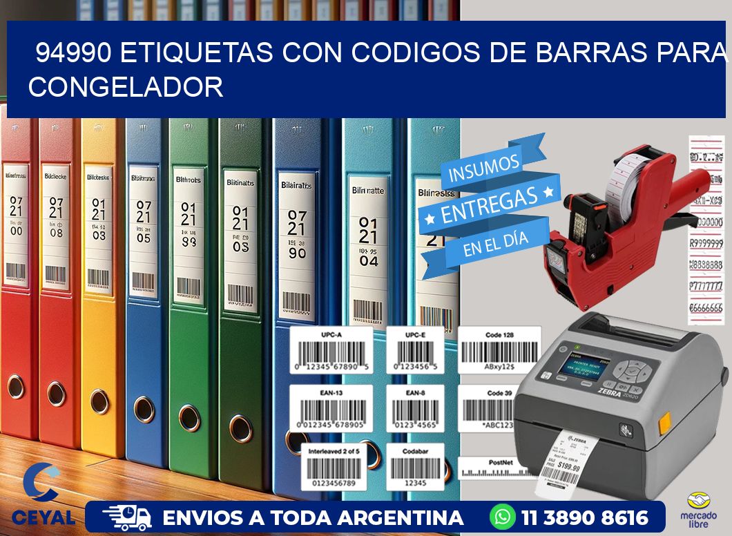 94990 Etiquetas con codigos de barras para congelador