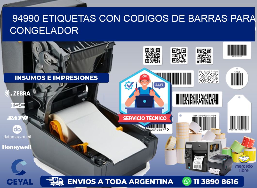 94990 Etiquetas con codigos de barras para congelador