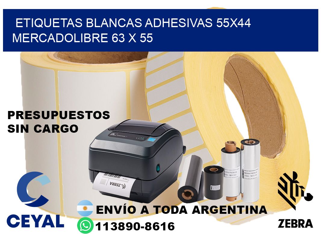 etiquetas blancas adhesivas 55x44 mercadolibre 63 x 55