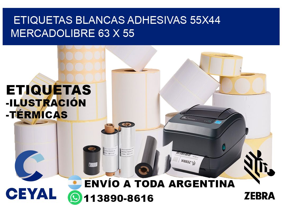 etiquetas blancas adhesivas 55x44 mercadolibre 63 x 55