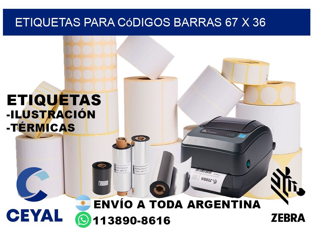 etiquetas para códigos barras 67 x 36