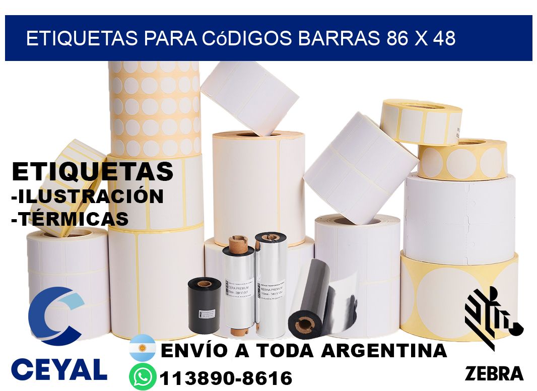 etiquetas para códigos barras 86 x 48