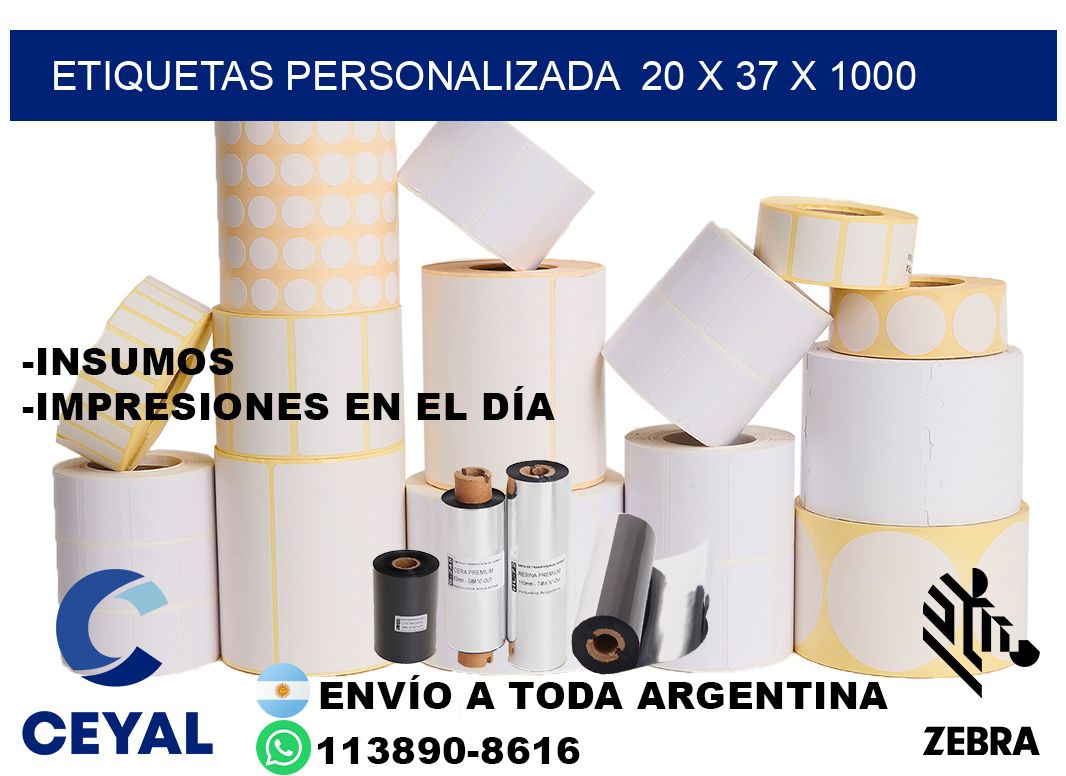 etiquetas personalizada  20 x 37 x 1000