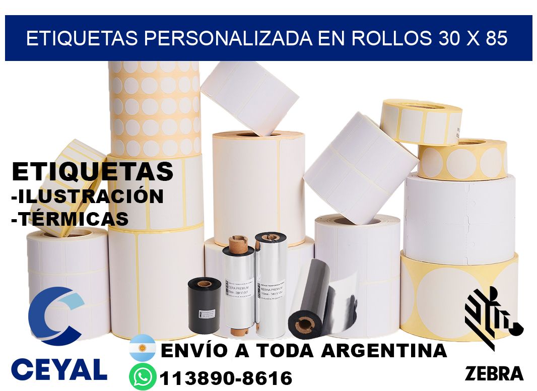 etiquetas personalizada en rollos 30 x 85