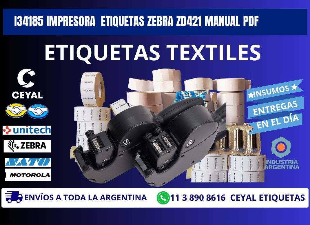 i34185 impresora  etiquetas Zebra ZD421 manual PDF