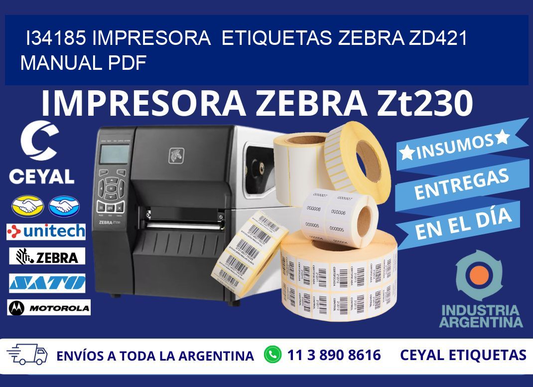 i34185 impresora  etiquetas Zebra ZD421 manual PDF