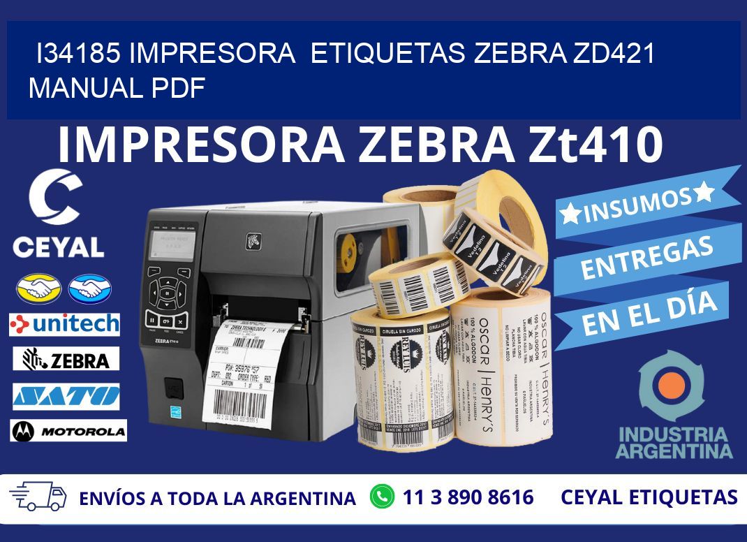 i34185 impresora  etiquetas Zebra ZD421 manual PDF