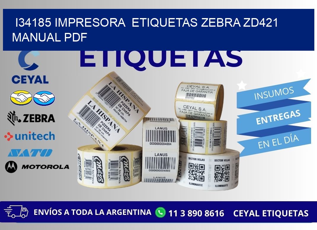 i34185 impresora  etiquetas Zebra ZD421 manual PDF