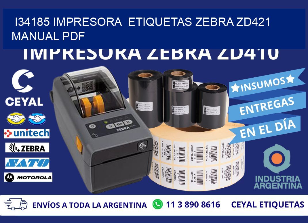 i34185 impresora  etiquetas Zebra ZD421 manual PDF