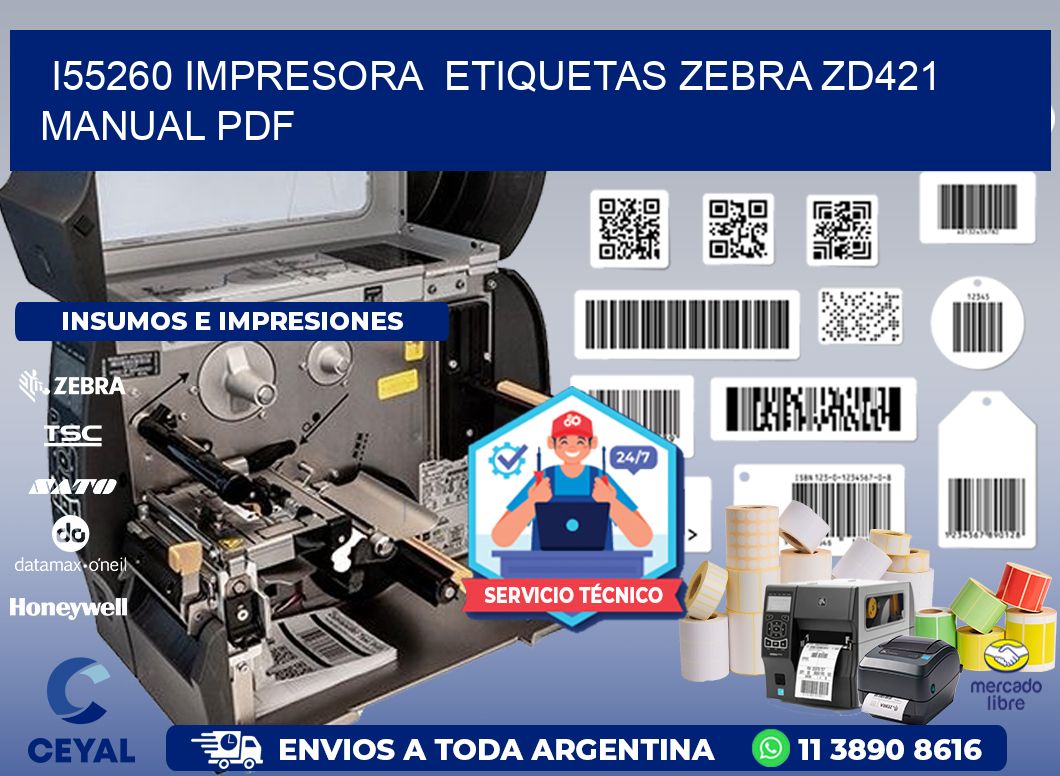 i55260 impresora etiquetas Zebra ZD421 manual PDF