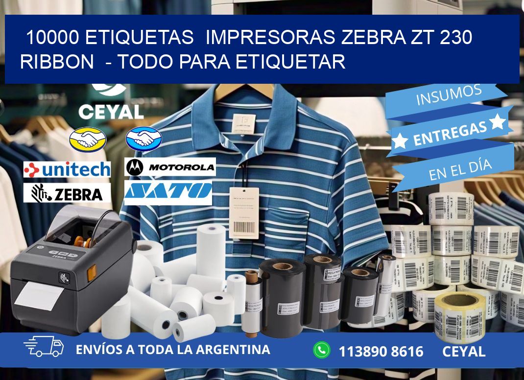 10000 etiquetas  impresoras zebra zt 230 ribbon  – Todo para Etiquetar