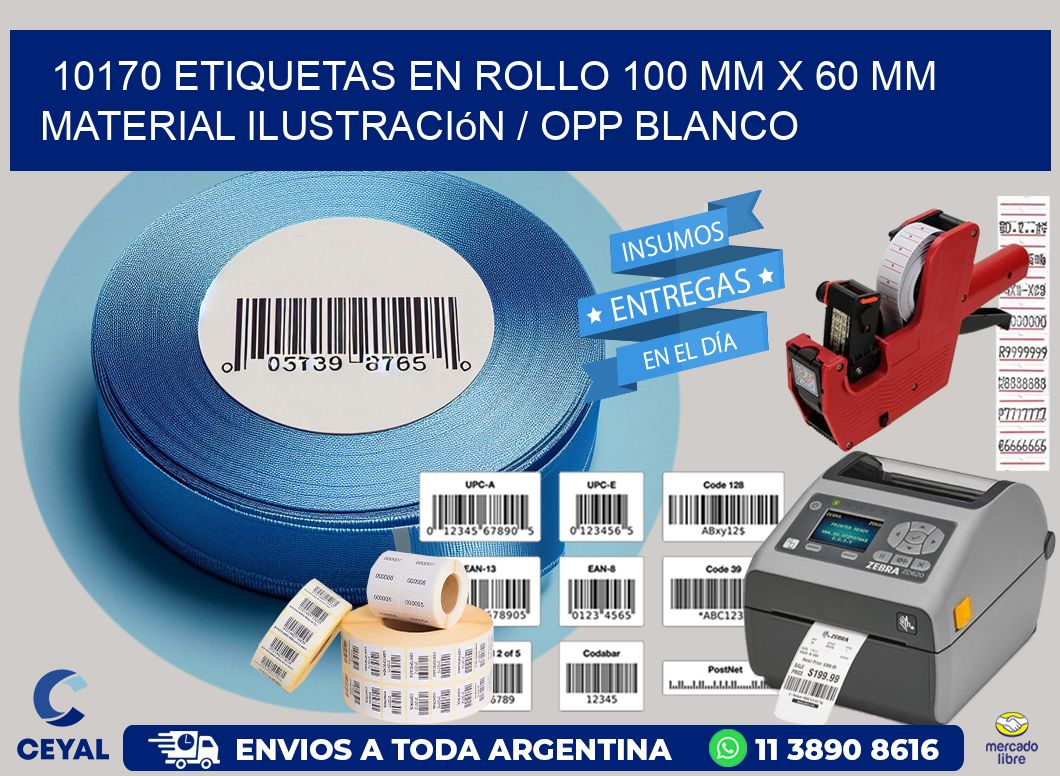 10170 Etiquetas en rollo 100 mm x 60 mm material Ilustración / OPP Blanco