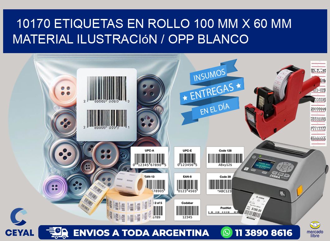 10170 Etiquetas en rollo 100 mm x 60 mm material Ilustración / OPP Blanco