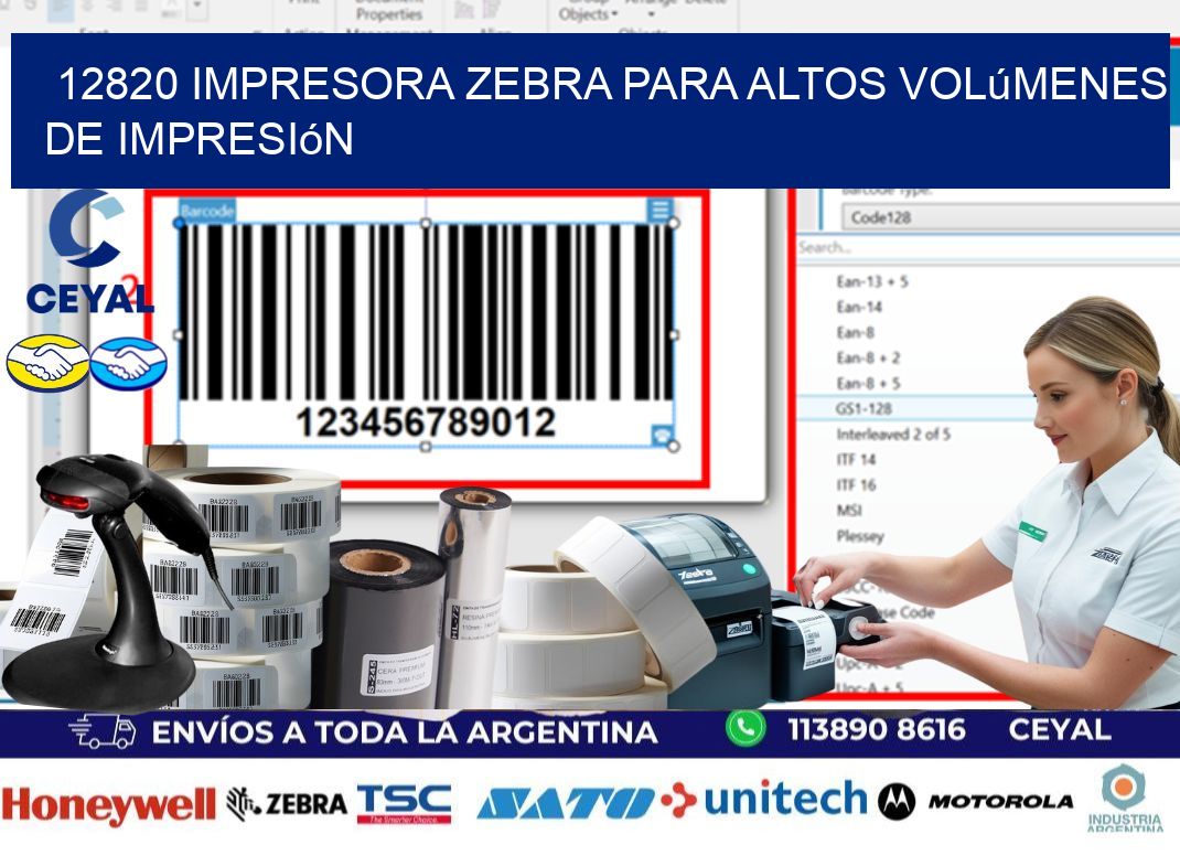 12820 impresora zebra para altos volúmenes de impresión