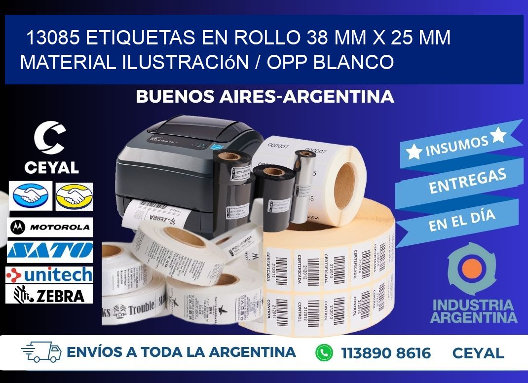 13085 Etiquetas en rollo 38 mm x 25 mm material Ilustración / OPP Blanco
