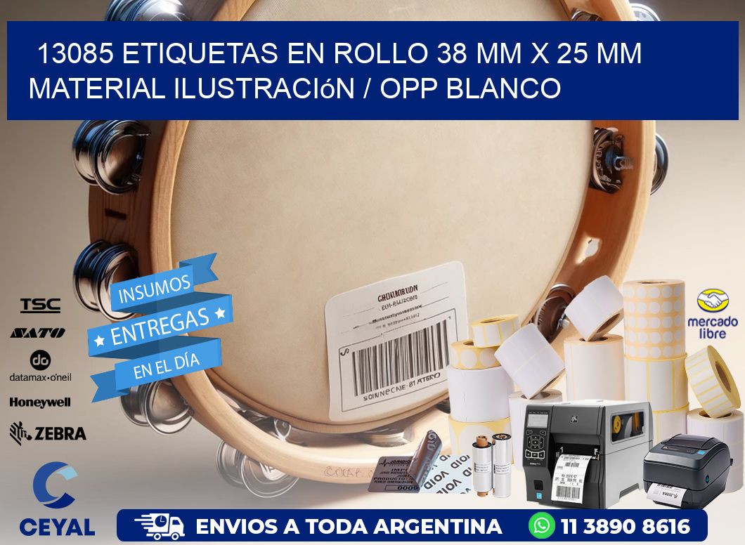 13085 Etiquetas en rollo 38 mm x 25 mm material Ilustración / OPP Blanco
