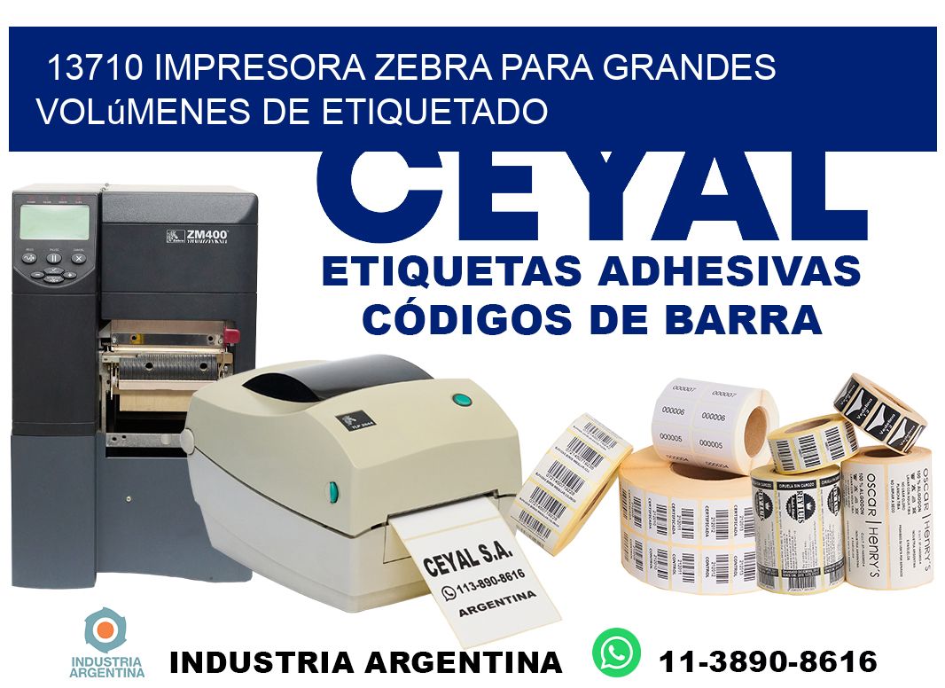 13710 impresora Zebra para grandes volúmenes de etiquetado