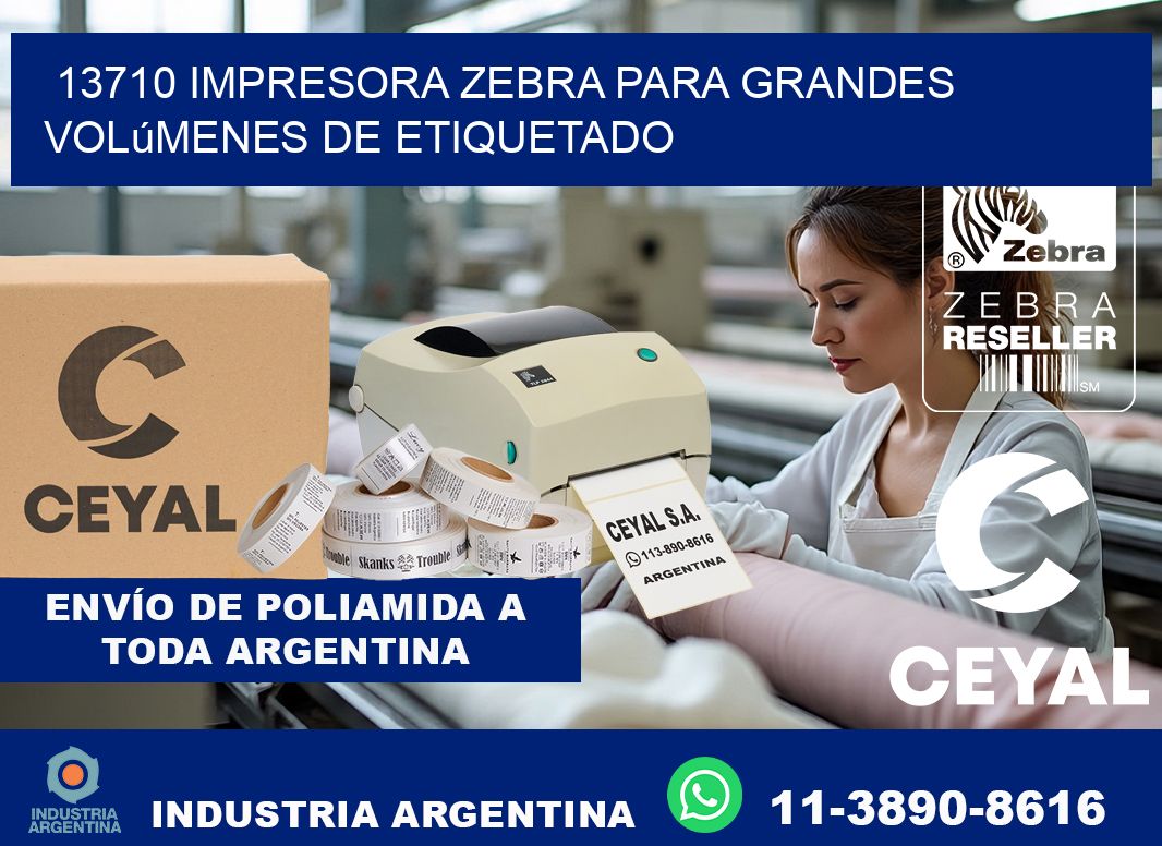 13710 impresora Zebra para grandes volúmenes de etiquetado