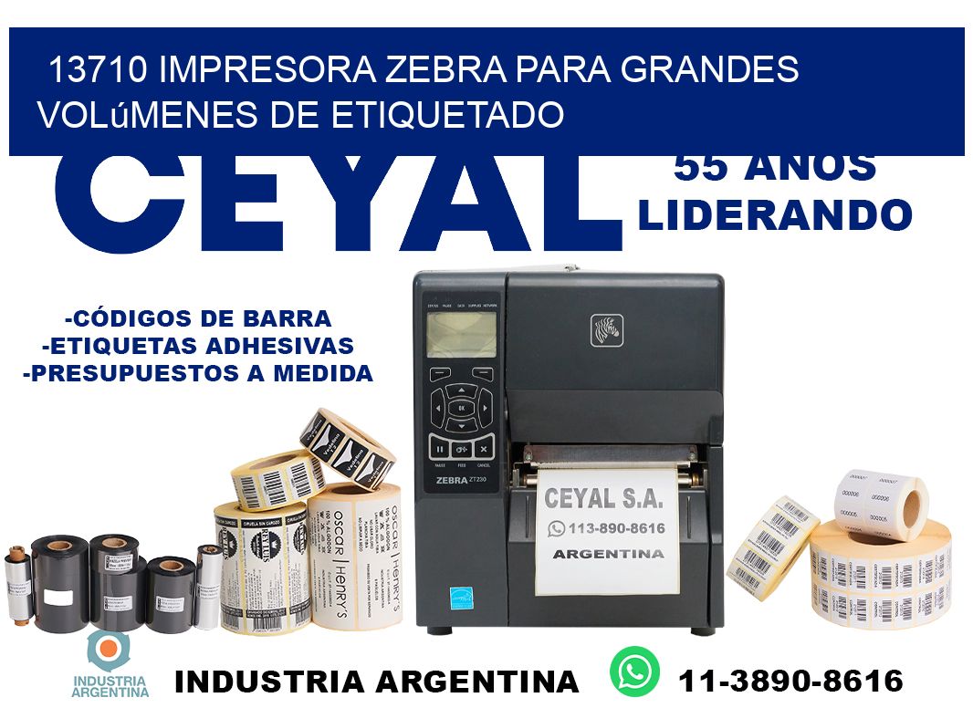 13710 impresora Zebra para grandes volúmenes de etiquetado