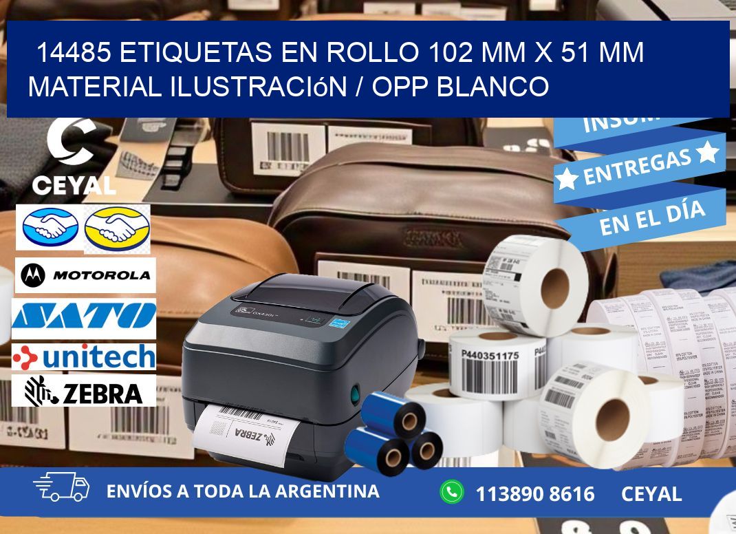 14485 Etiquetas en rollo 102 mm x 51 mm material Ilustración / OPP Blanco