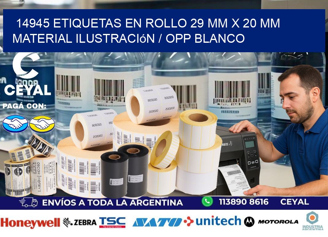 14945 Etiquetas en rollo 29 mm x 20 mm material Ilustración / OPP Blanco