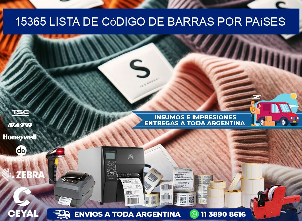 15365 Lista de código de barras por países