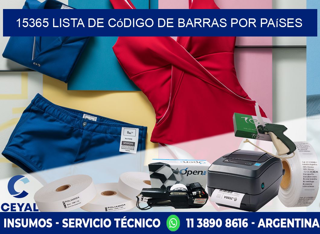 15365 Lista de código de barras por países