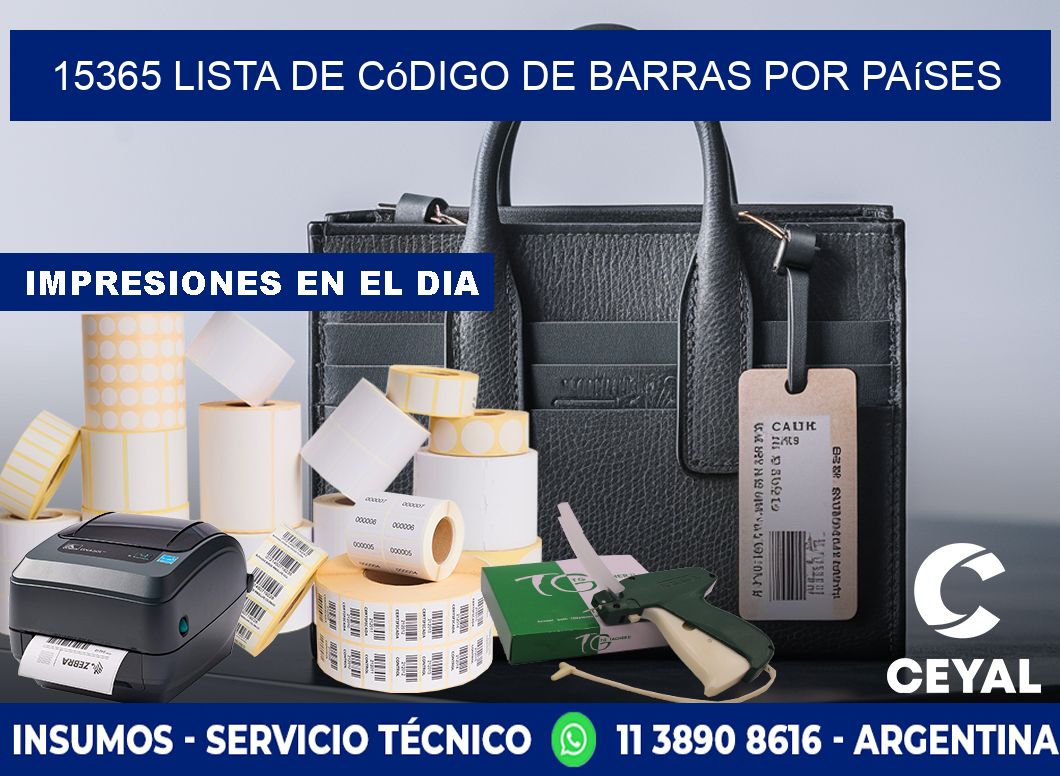 15365 Lista de código de barras por países