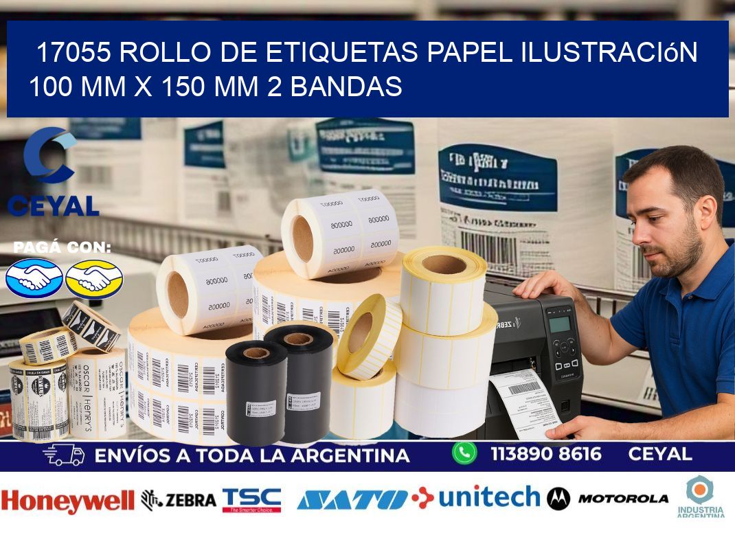 17055 Rollo de Etiquetas Papel Ilustración 100 mm x 150 mm 2 Bandas