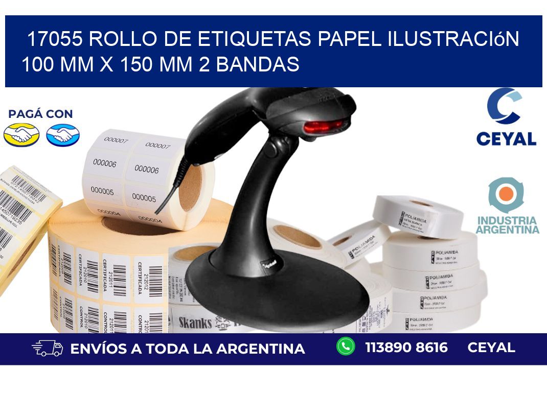 17055 Rollo de Etiquetas Papel Ilustración 100 mm x 150 mm 2 Bandas