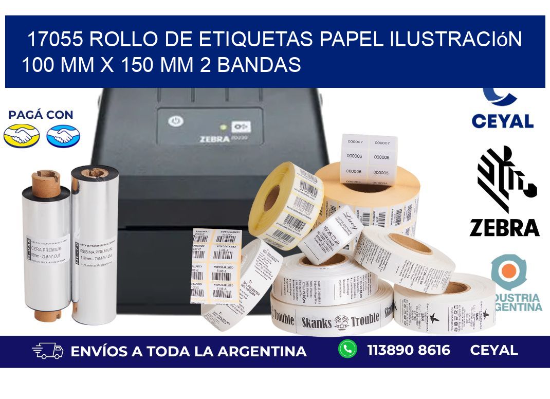17055 Rollo de Etiquetas Papel Ilustración 100 mm x 150 mm 2 Bandas