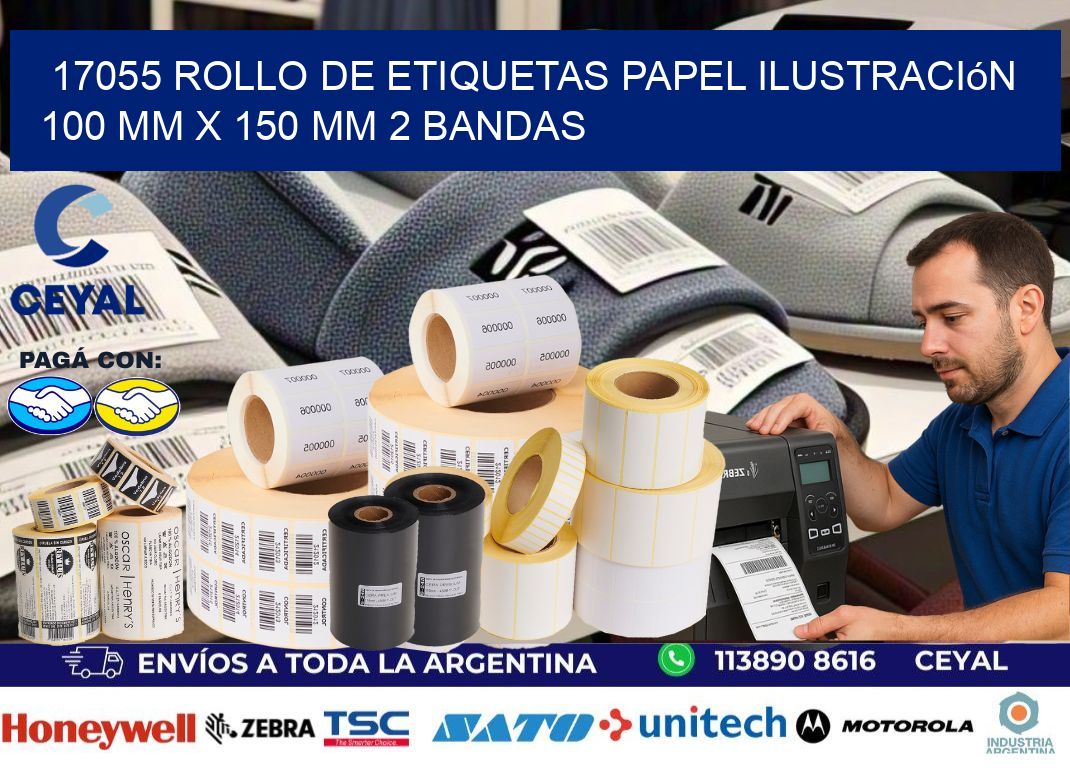 17055 Rollo de Etiquetas Papel Ilustración 100 mm x 150 mm 2 Bandas