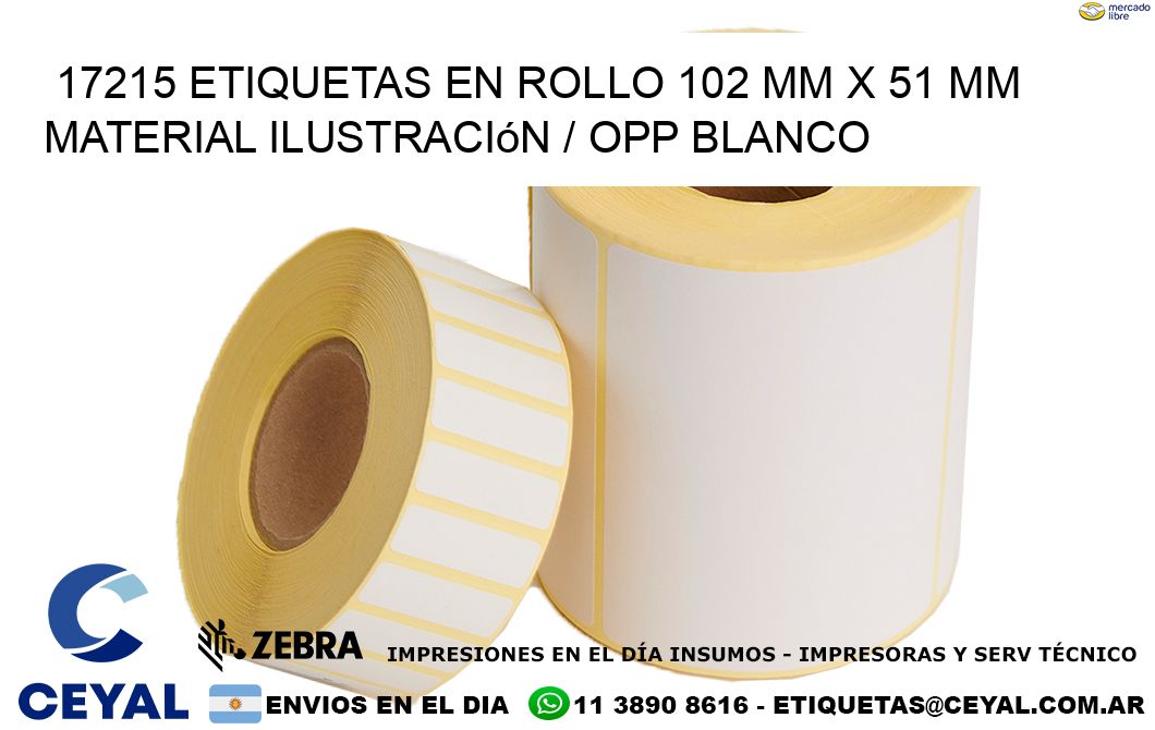 17215 Etiquetas en rollo 102 mm x 51 mm material Ilustración / OPP Blanco