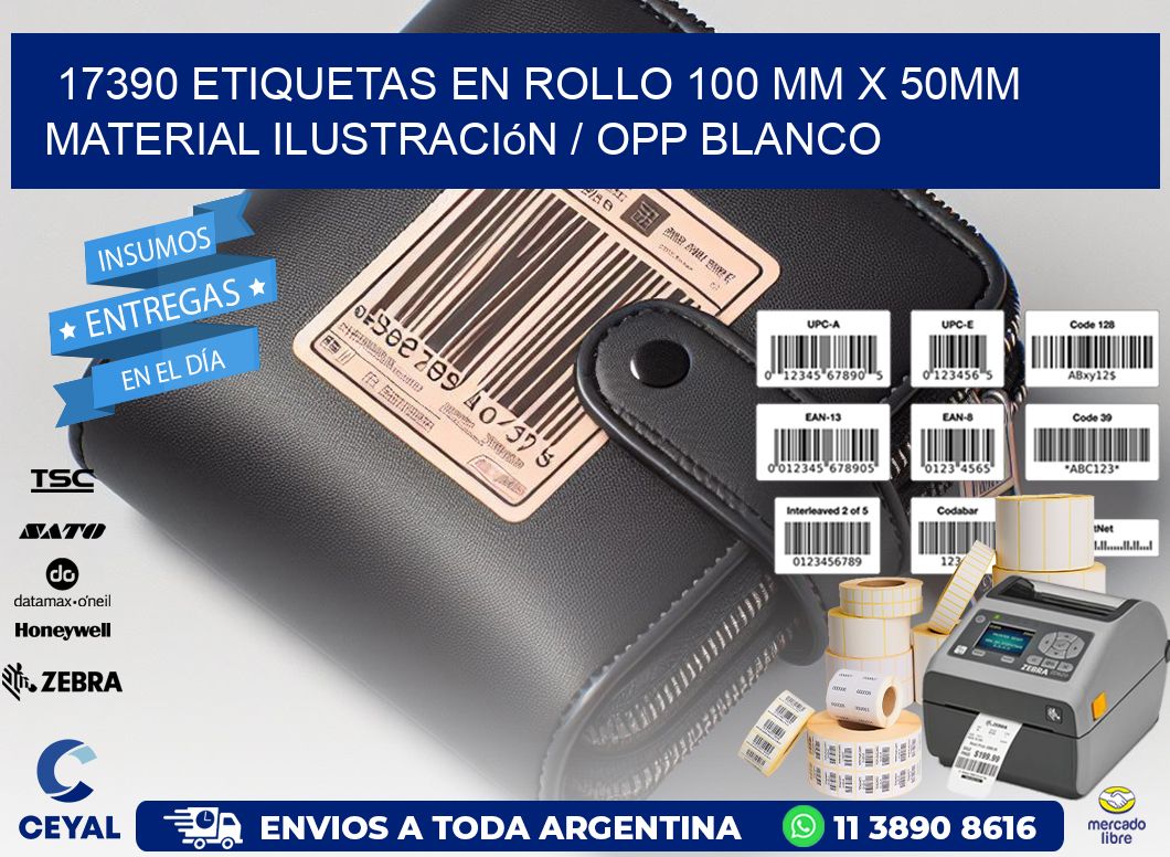 17390 Etiquetas en rollo 100 mm x 50mm material Ilustración / OPP Blanco