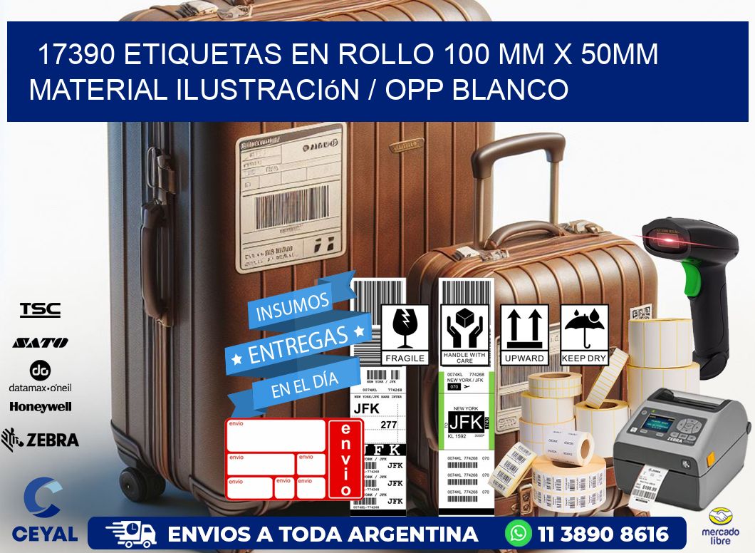 17390 Etiquetas en rollo 100 mm x 50mm material Ilustración / OPP Blanco