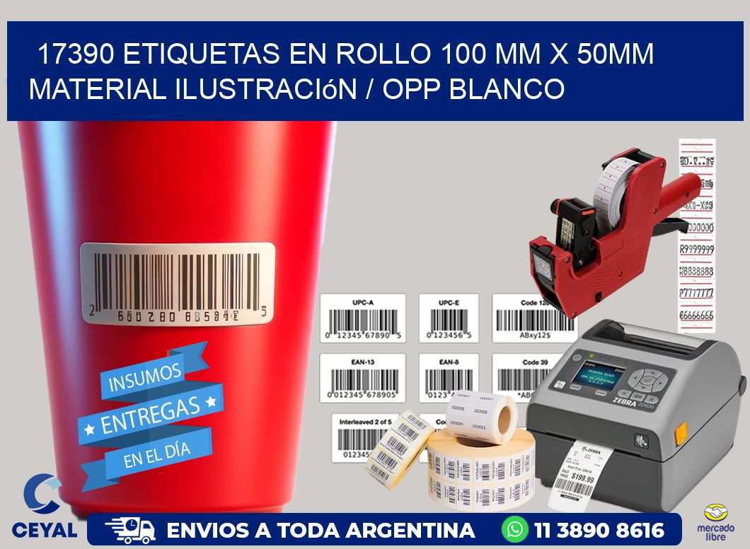 17390 Etiquetas en rollo 100 mm x 50mm material Ilustración / OPP Blanco