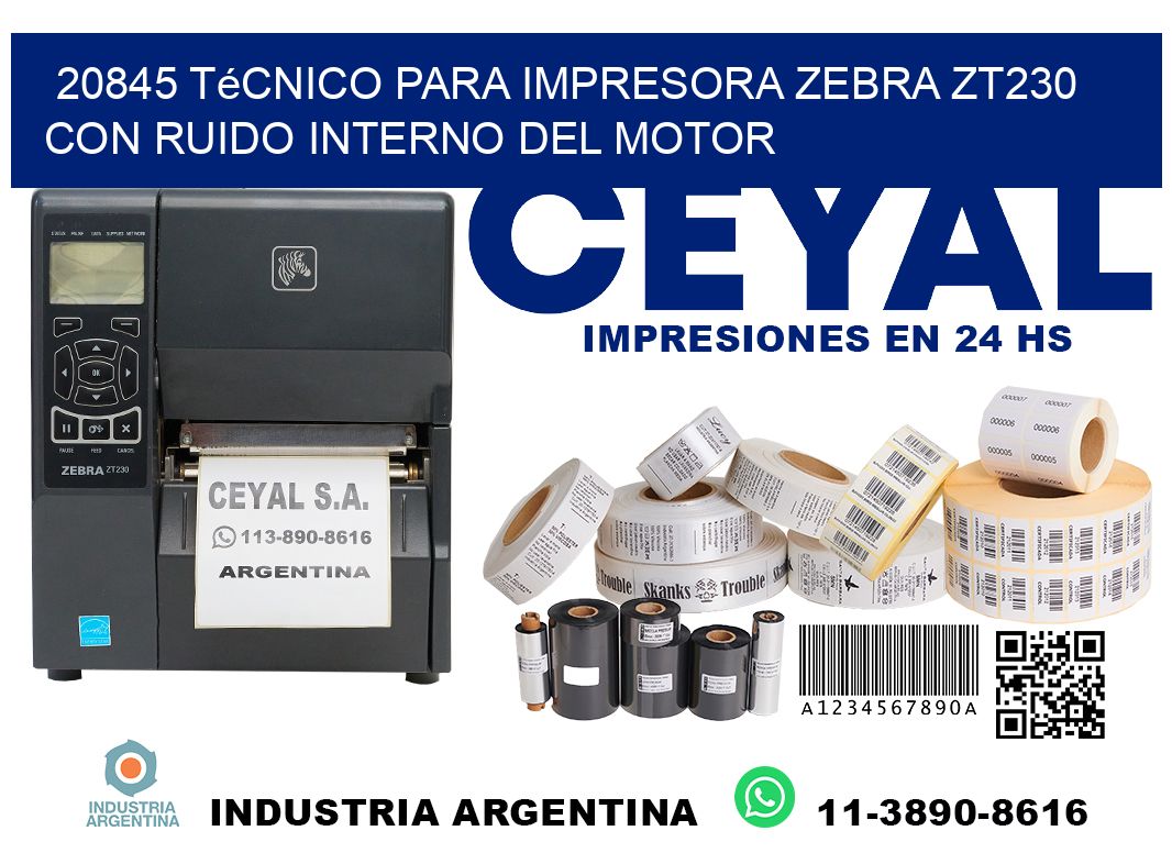 20845 técnico para impresora zebra zt230 con ruido interno del motor