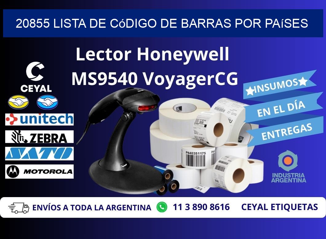 20855 Lista de código de barras por países