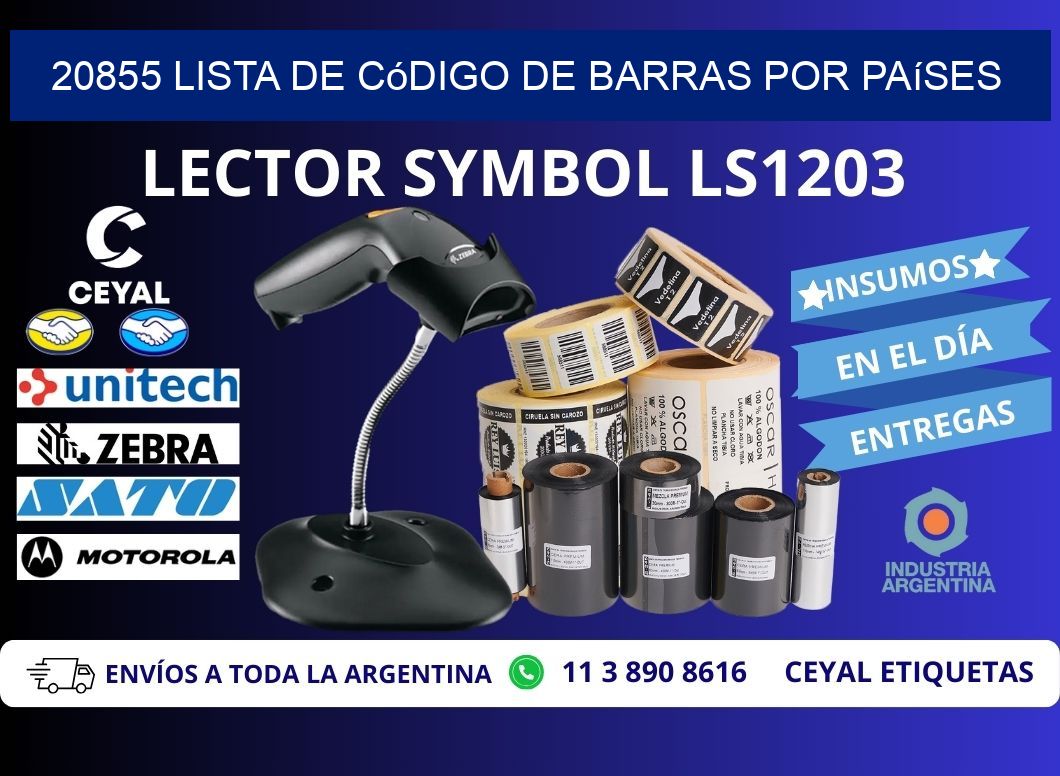 20855 Lista de código de barras por países