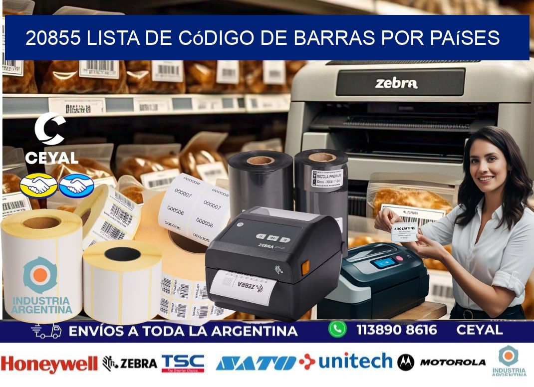 20855 Lista de código de barras por países